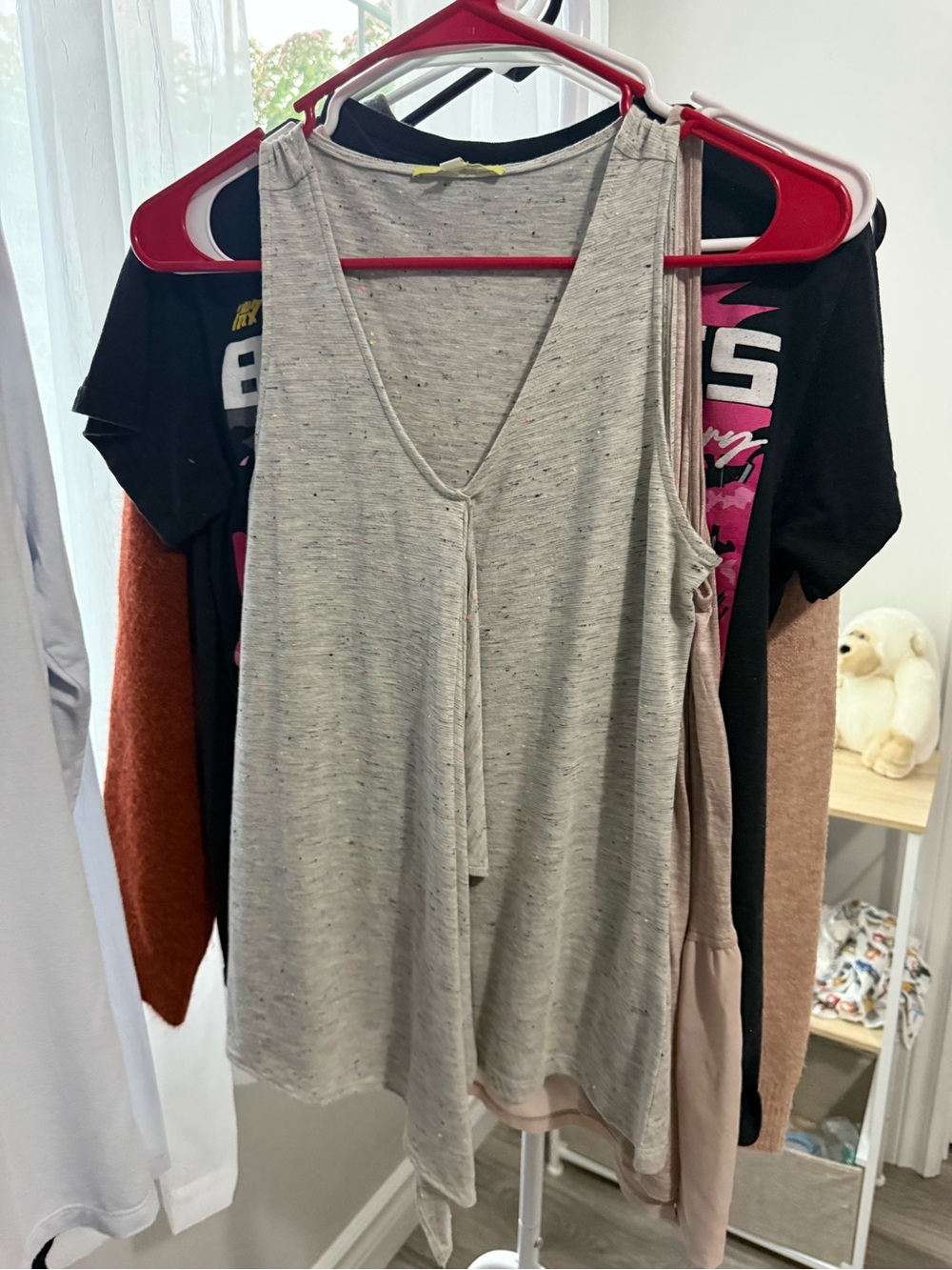 Gianni Bini Light Gray V-Neck Tank with Front Tie